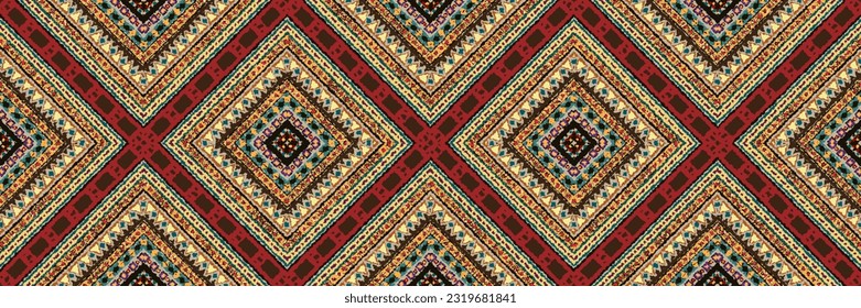 Seamless Kasuri pattern in triba,Gyp sy.Figure tribal embroidery.Indian,l.Aztec style abstract vector illustration.Ethnic stripe seamless pattern.textured ornament illustration,clothing and other.