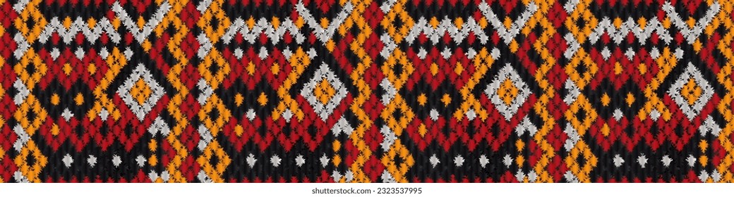 Seamless Kasuri pattern in triba,Gyp sy.Figure tribal embroidery.Indian,l.Aztec style abstract vector illustration.Ethnic stripe seamless pattern.textured ornament illustration,clothing and other.