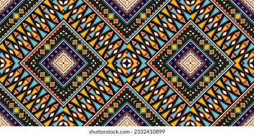 Seamless Kasuri pattern in triba,Gyp sy.Figure tribal embroidery.Indian,l.Aztec style abstract vector illustration.Ethnic stripe seamless pattern.textured ornament illustration,clothing and other.