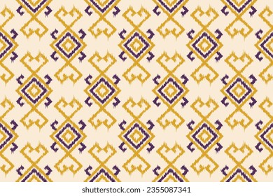 Seamless Kasuri pattern in tribal,folk embroidery. Ethnic abstract ikat art. geometric art ornament print. Design for fabric,clothing,carpet,wallpaper,wrapping,cover,background