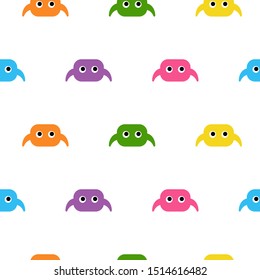 Seamless kawaii cartoon pattern with cute spiders.
