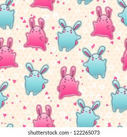 Seamless kawaii child pattern with cute doodles.