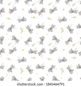Seamless kawaii dog pattern vector illustration