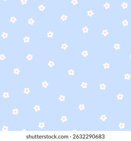 Seamless kawaii flower pattern with chamomile and pastel tones. Perfect for spring textiles and cute backgrounds