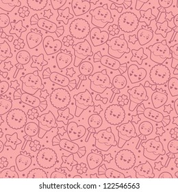 Nahtloses kawaii-Muster mit süßen Kuchen.