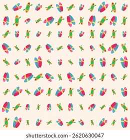 Seamless kayak and surfboard pattern design with summer holiday theme