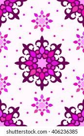Seamless kazakh ornament, Abstract vector background magenta colors