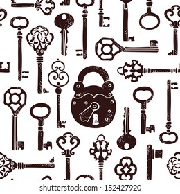 Seamless keys pattern in retro style