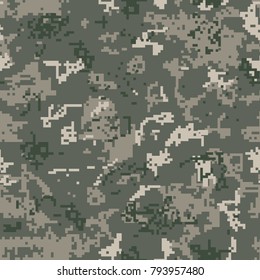 Seamless khaki camouflage of pixel pattern for army, hunting and other use. Vector illustration.