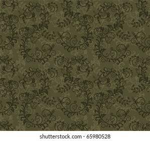 Seamless khaki green foliage pattern