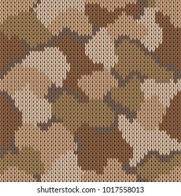 Seamless khaki pattern. Military brown knitting camouflage. Vector illustration.