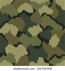 Seamless khaki pattern. Military knitting camouflage. Vector illustration.
