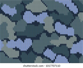 Seamless khaki pattern. Military knitting camouflage. Vector illustration.