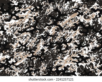 Nahtlose Khaki-Kriegs-Grafik-Commando-Hintergrund.  Beige wiederholte Abstrakte Vektorgrafik-Camo-Fabrik. Wüste wiederholte grafische grafische militärische Gestaltung. Nahtlose braune Vektorkampfkunst. 