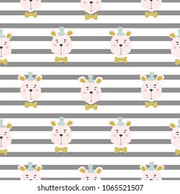 Seamless kid pattern with cute bears.