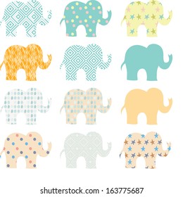 Seamless kid pattern with elephants