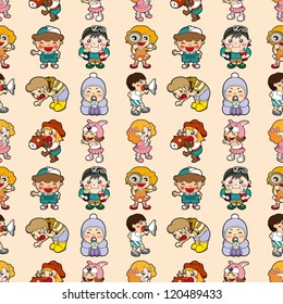 seamless kid pattern,cartoon vector illustration