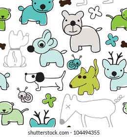 Patrón de fondo animal para niños sin problemas en el vector