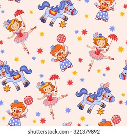 Seamless kids circus background pattern in vector