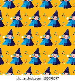 Seamless kids make a wish magic wizard illustration background pattern in vector