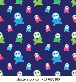 Seamless kids monsters illustration - colorful background pattern in vector