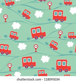 Seamless kids pattern with cars. Vector illustration.