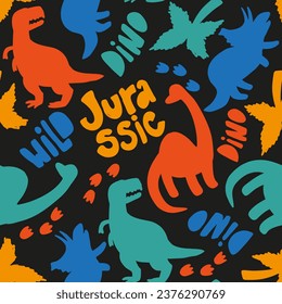 seamless kids pattern with dino. background for textile, fabric, stationery,  pajamas, WEB and other design.