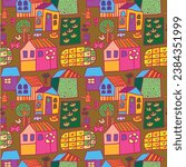 Seamless kids pattern. Funny vector background with cute children objects. Repeat digital paper with different decoration elements