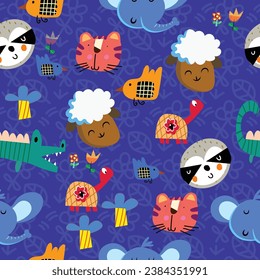 Seamless kids pattern. Funny vector background with cute children objects. Repeat digital paper with different decoration elements
