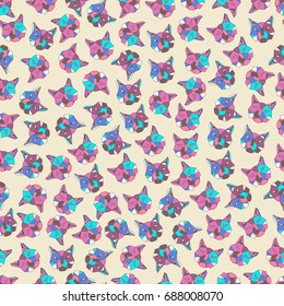 seamless kids pattern of geometric lines and triangles-vector illustration. Cats ornament endless print.