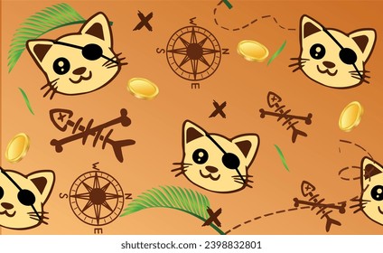 Seamless kids pattern with
pirate cat cute background with
pirate cat for kids' textiles, fabrics, graphic t-shirts, prints, cards and more