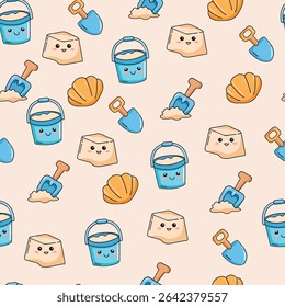 Seamless kids pattern with sand play sets