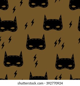 Seamless Kids Pattern With Super Hero Mask