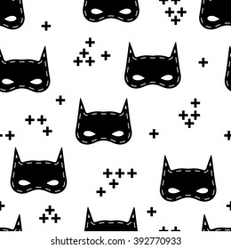 Seamless kids pattern with super hero mask