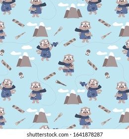 Seamless kid's pattern, vector illustration of a cute cat, cat cartoon illustration design.