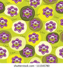 Seamless kids pattern wallpaper background in vector with colorful lion.