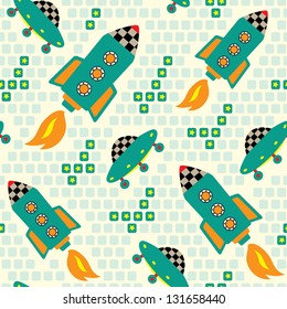 Seamless kids space pattern. Vector illustration