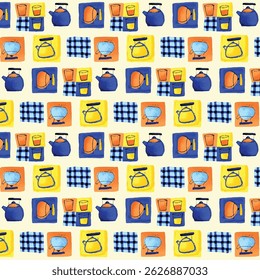 Seamless kids textile pattern featuring cute cartoon elements perfect for baby fabric.