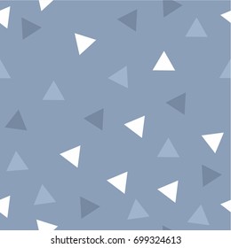 Seamless kids texture with triangles on serenity blue background
