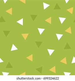Seamless kids texture with triangles on dusty green background
