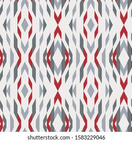Seamless kilim geo tribal rug design. Chic contemporary graphic motif. Geometric pattern repeat vector swatch.
