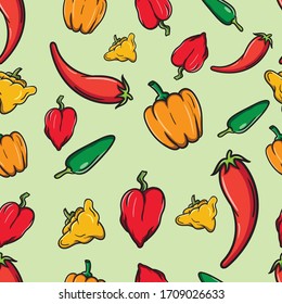 Seamless Kinds of  Chili Pattern 