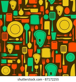 Seamless kitchen and cooking repeat pattern - 1