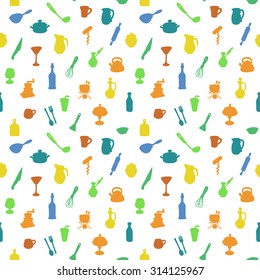 Seamless kitchen pattern. Vector illustration. Textures for wallpaper, fills, web page background.