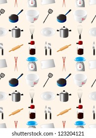 seamless Kitchen pattern,cartoon vector illustration