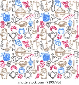 Seamless kitchen stuff pattern