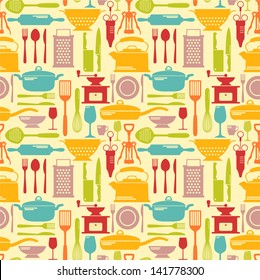 Seamless kitchen vector background