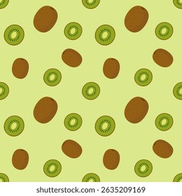 seamless Kiwi Fruits Scattered on a Light Green Surface