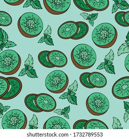 Seamless kiwi pattern , fruits background