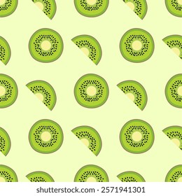 Seamless kiwi pattern on light green background